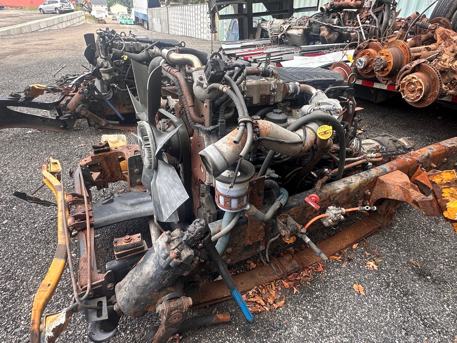 A diesel engine core set aside at the AMR yard