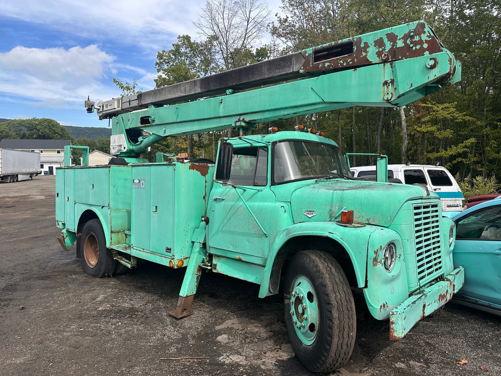 An old boom truck awaiting recycling at the AMR yard