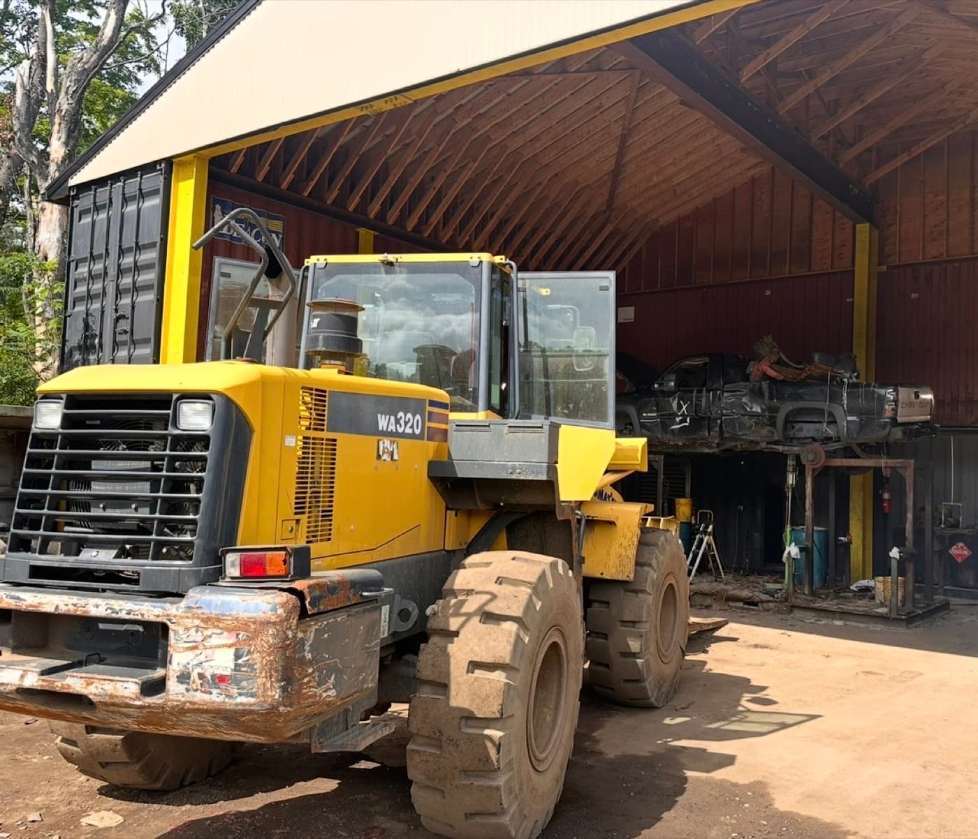 AMR's wheel loader beside the processing shed